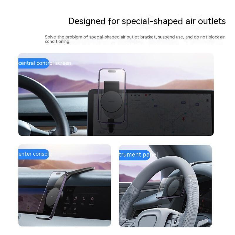 "Magnetic Car Phone Holder – 15W Wireless Charger Dash Mount"